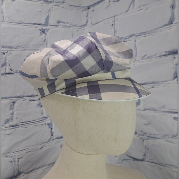 Burberry Womens Newsboy Hat Cap Purple Nova Check England Vintage Y2K 90s Small main image 8